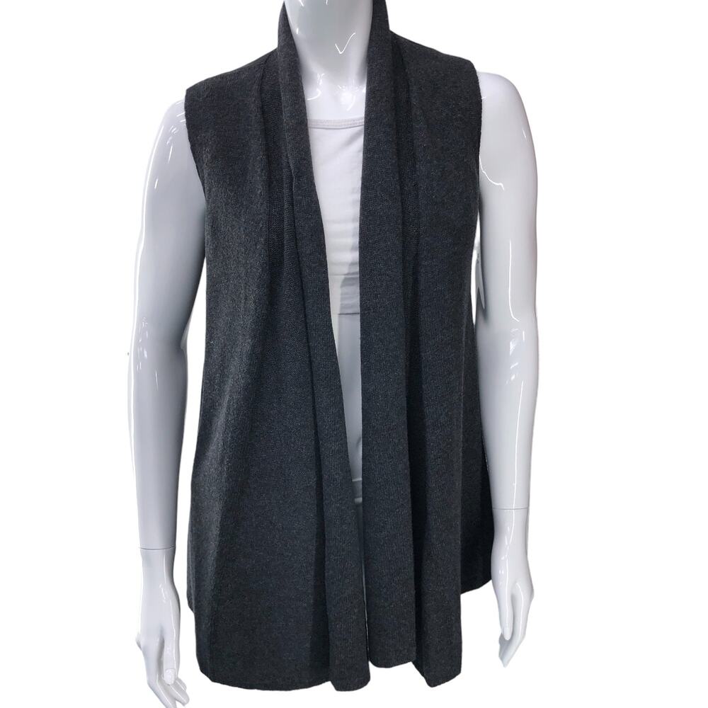 Lafayette 148 Womens Size P US XS Open Sweater Vest Wool Cashmere Leather Back